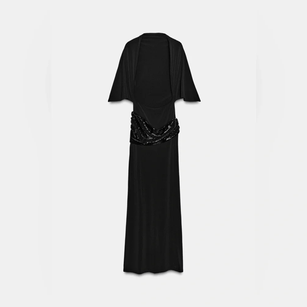 ZARA CUMMERBUND MIDI DRESS - Picture 15 of 17